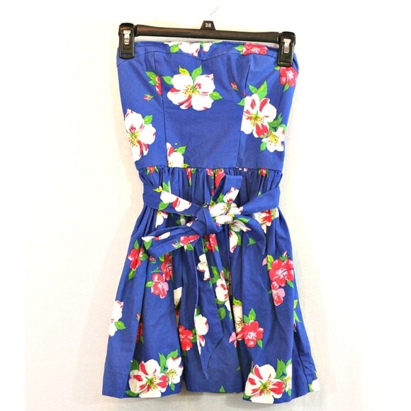 Hollister blue tropical floral strapless dress S - Picture 8 of 8
